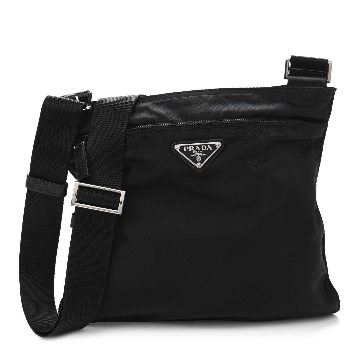 Prada Nylon Vela Flat Messenger Bag Black 1 of 9