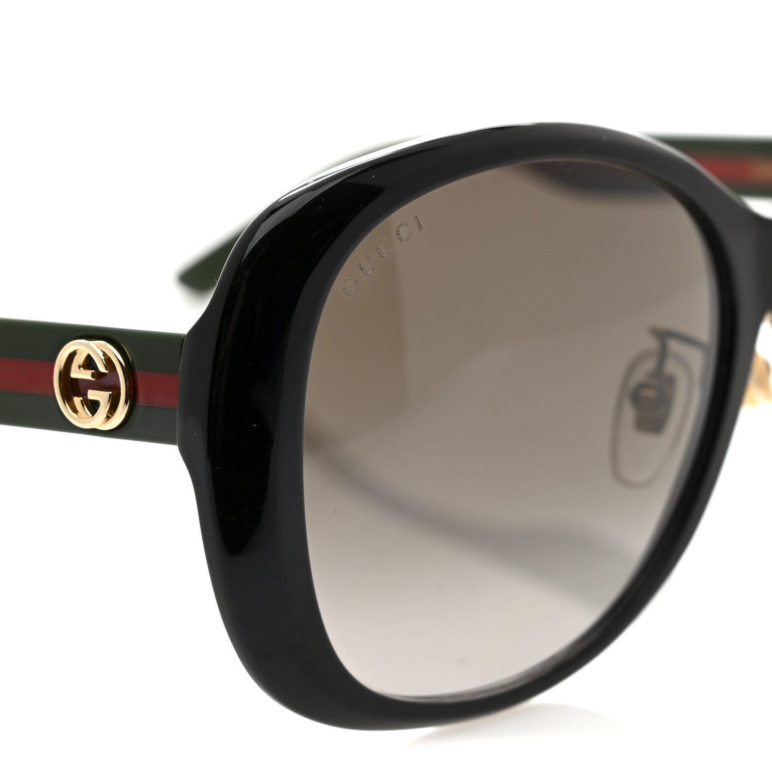 Gucci Acetate Round Eye GG Web Sunglasses GG0849SK Black Red Green 7 of 8