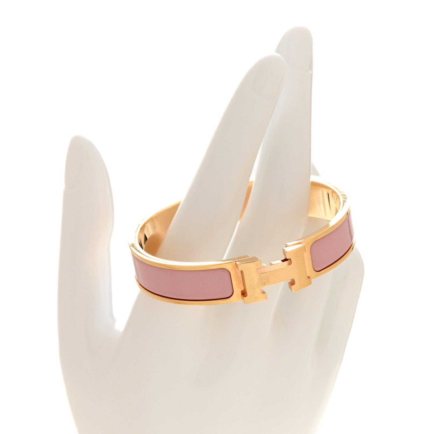 Hermes Enamel Narrow Clic Clac H Bracelet PM Rose Nacarat 1944759