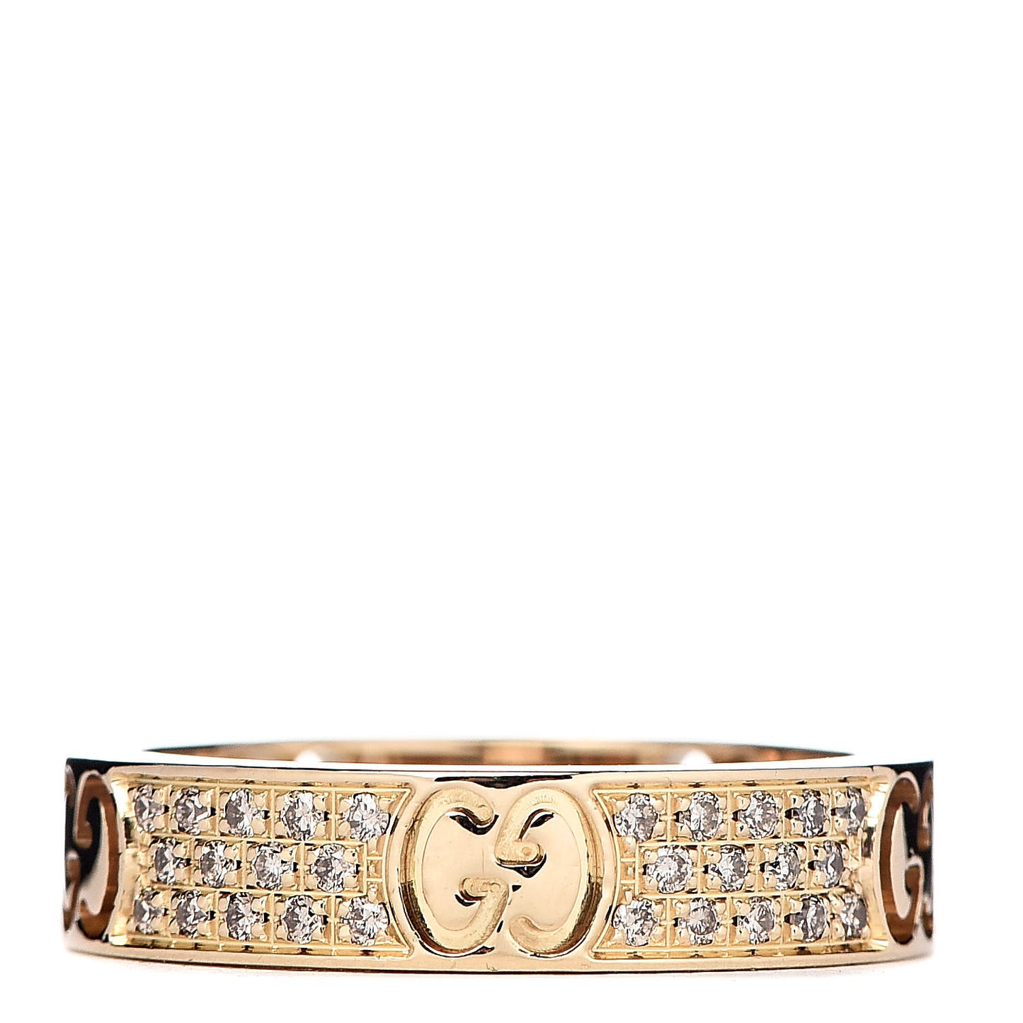 18K Yellow Gold Diamond Icon Stardust Thin Band Ring 47 4.25