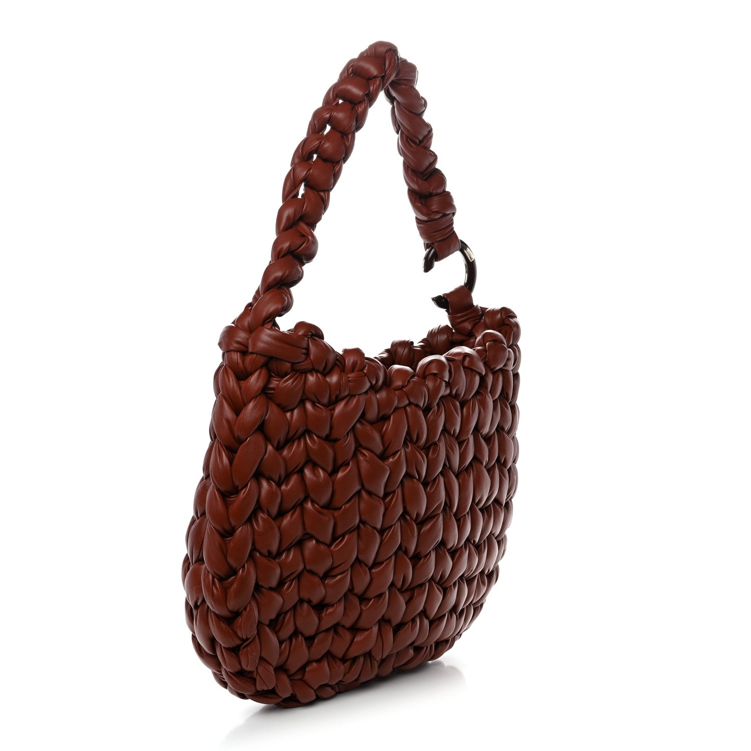 Chloe Lambskin Woven Wooden C Shoulder Bag Sepia Brown 4 of 11