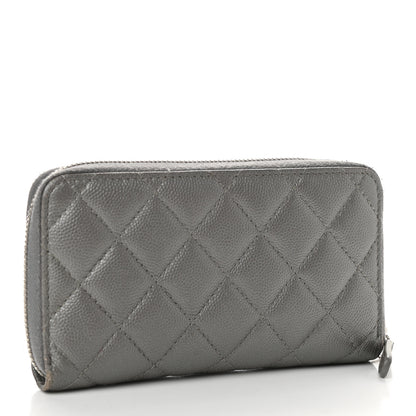 Chanel Metallic Caviar Quilted Medium Maxi CC Zip Around Wallet Grey 3 of 11
