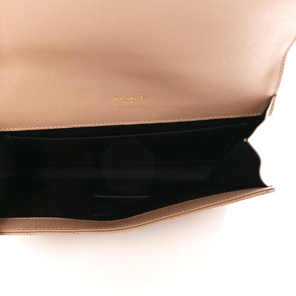 Saint Laurent Grain De Poudre Matelasse Chevron Monogram Envelope Clutch Dark Beige 5 of 11