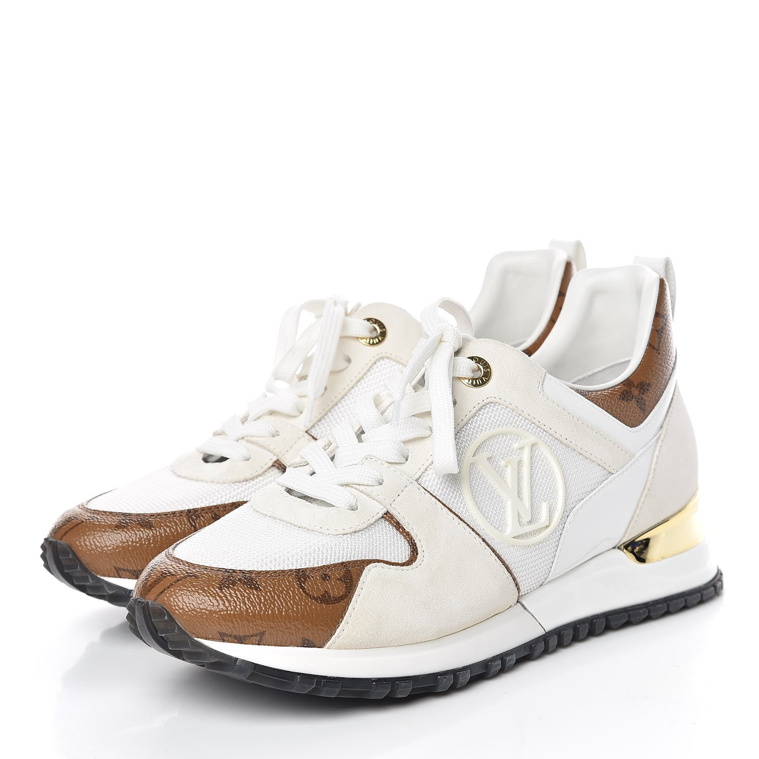 Louis Vuitton Suede Reverse Monogram Run Away Sneakers 37 White 3 of 10