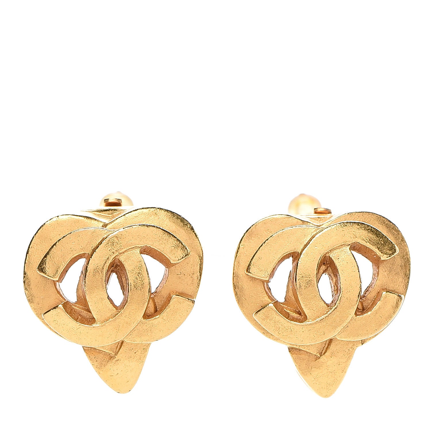 Chanel CC Heart Clip On Earrings Gold 1 of 4