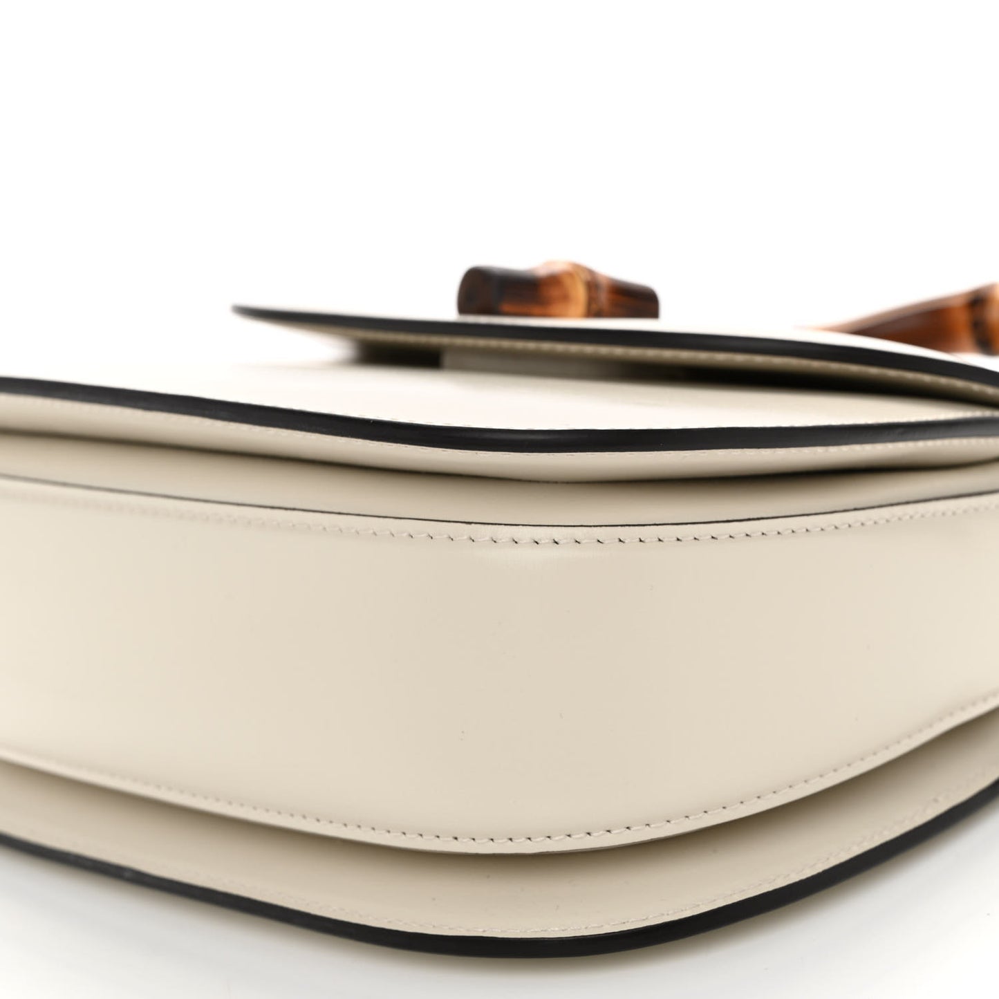 Boarded Dyana Lux Calfskin Web Small Bamboo 1947 Top Handle Bag Mystic White