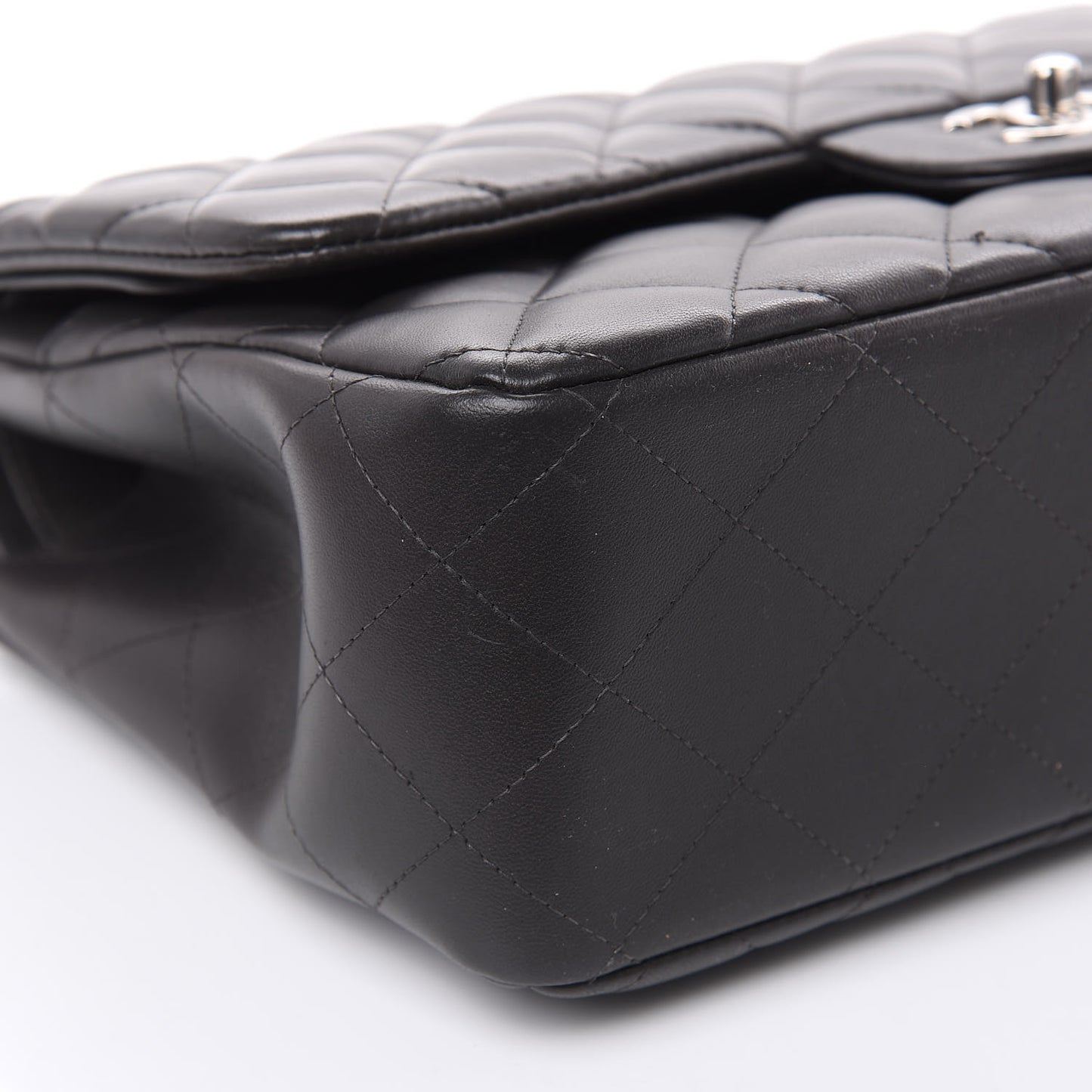 Lambskin Quilted Jumbo Double Flap Dark Grey