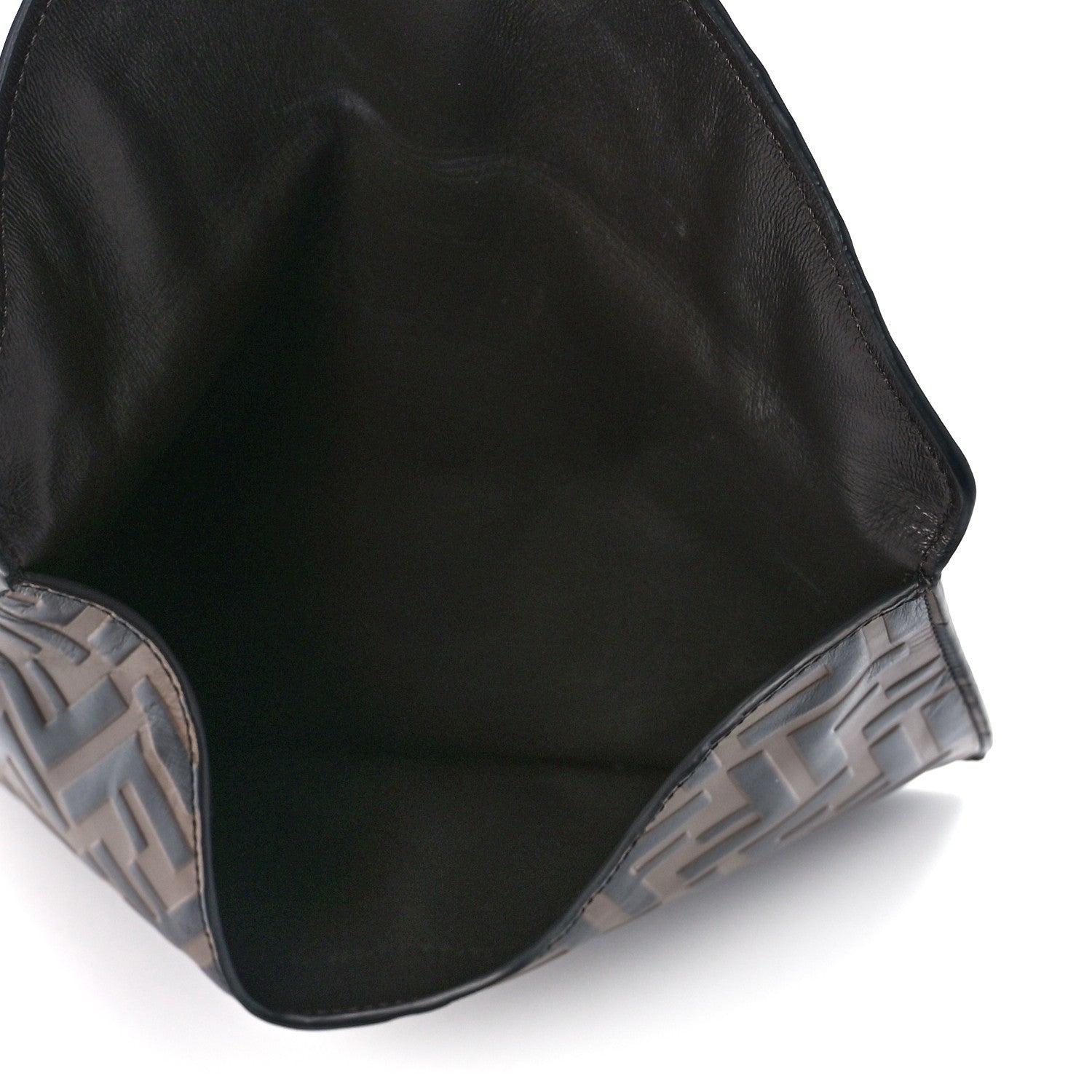 Fendi Vitello Soft F is Fendi Bi-Color FF 1974 Embossed Envelope Pouch Maya Black 5 of 13