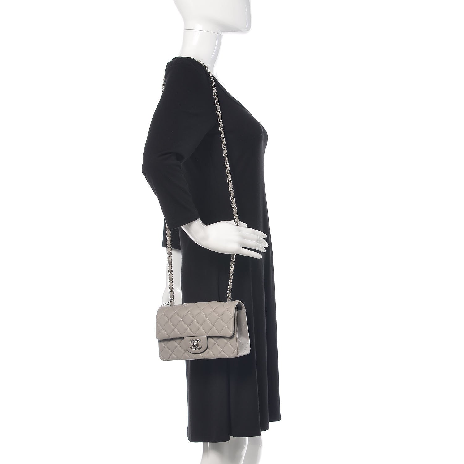 Chanel Lambskin Quilted Mini Rectangular Flap Grey 2 of 10