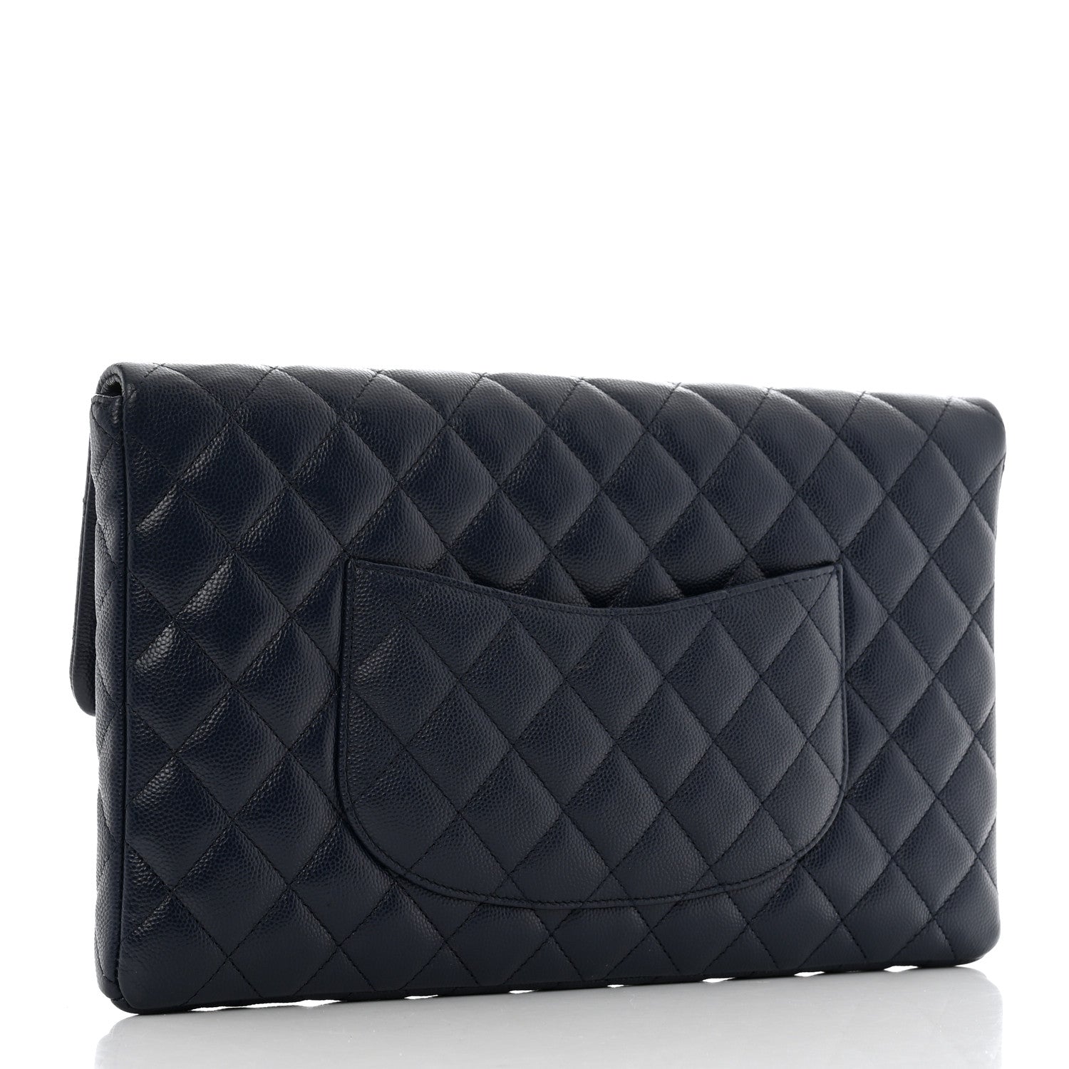 Chanel Caviar Quilted Flap Clutch Navy 3 of 8