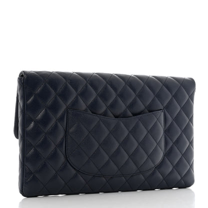 Chanel Caviar Quilted Flap Clutch Navy 3 of 8
