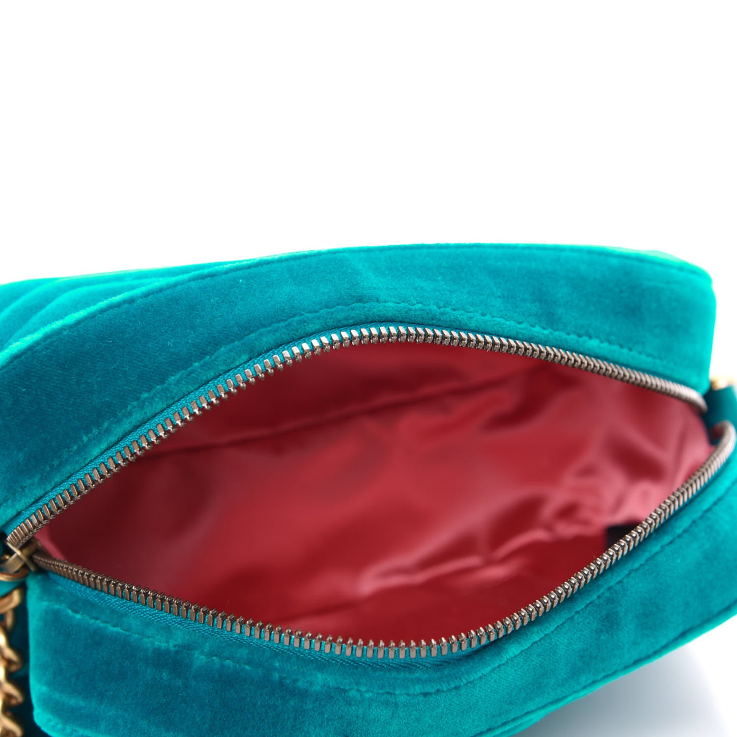 Gucci Velvet Matelasse Small GG Marmont Chain Shoulder Bag Pavone Cyan 5 of 11