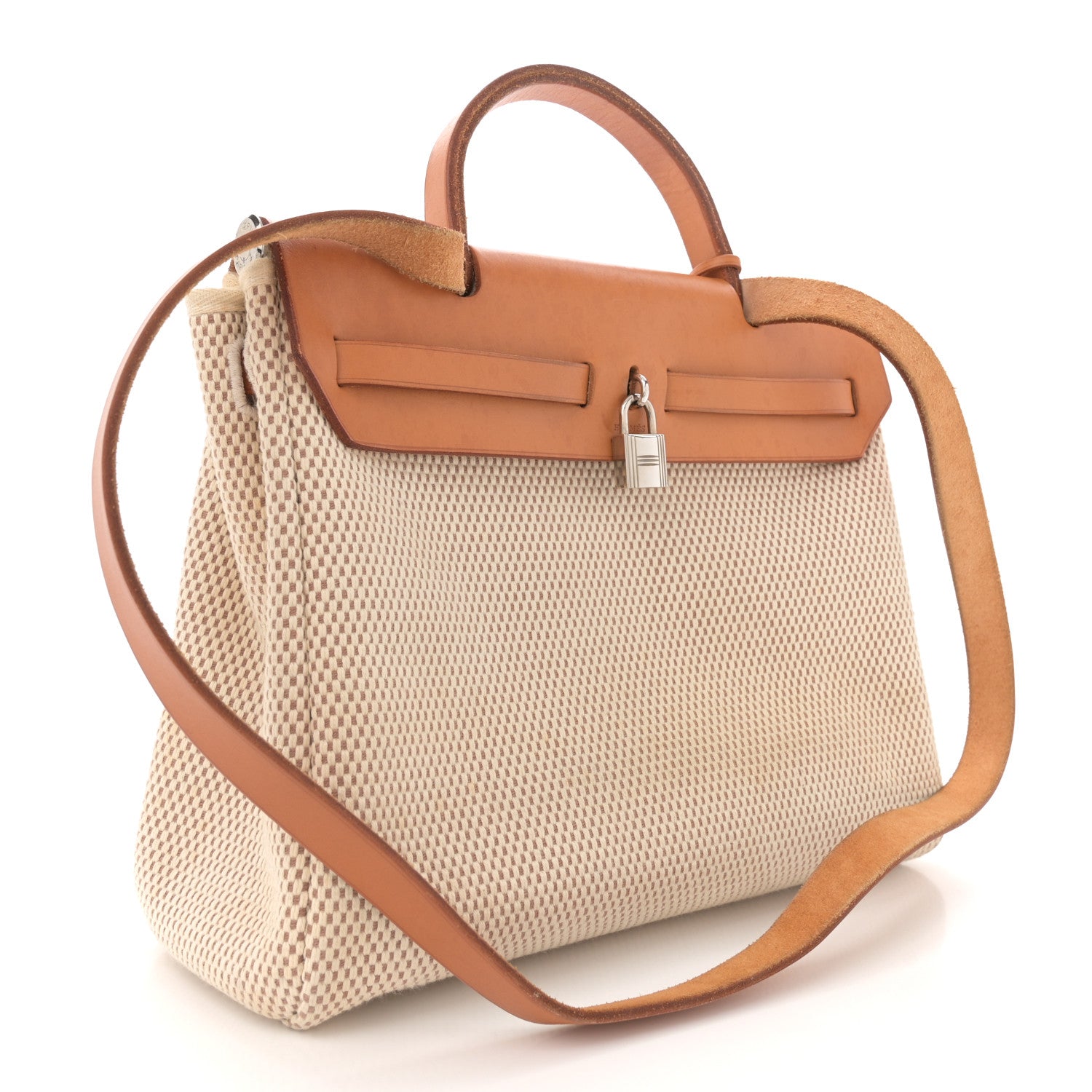Hermes Toile Vache Calfskin Herbag 30 PM Naturel 3 of 13