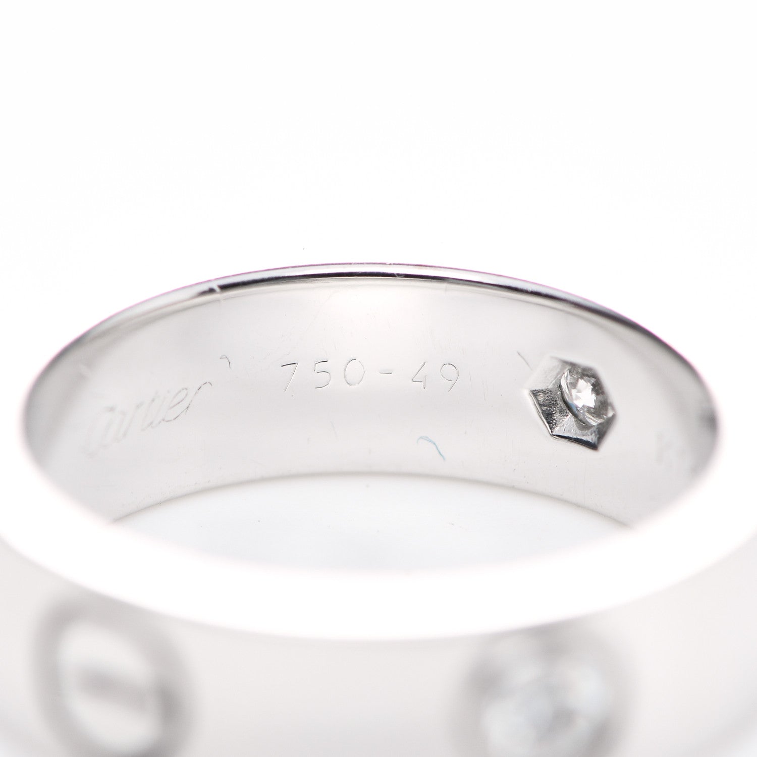 Cartier 18K White Gold 3 Diamond 5.5mm LOVE Ring 49 5 5 of 7
