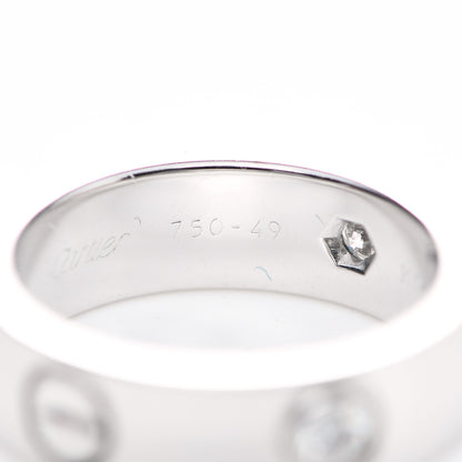 Cartier 18K White Gold 3 Diamond 5.5mm LOVE Ring 49 5 5 of 7