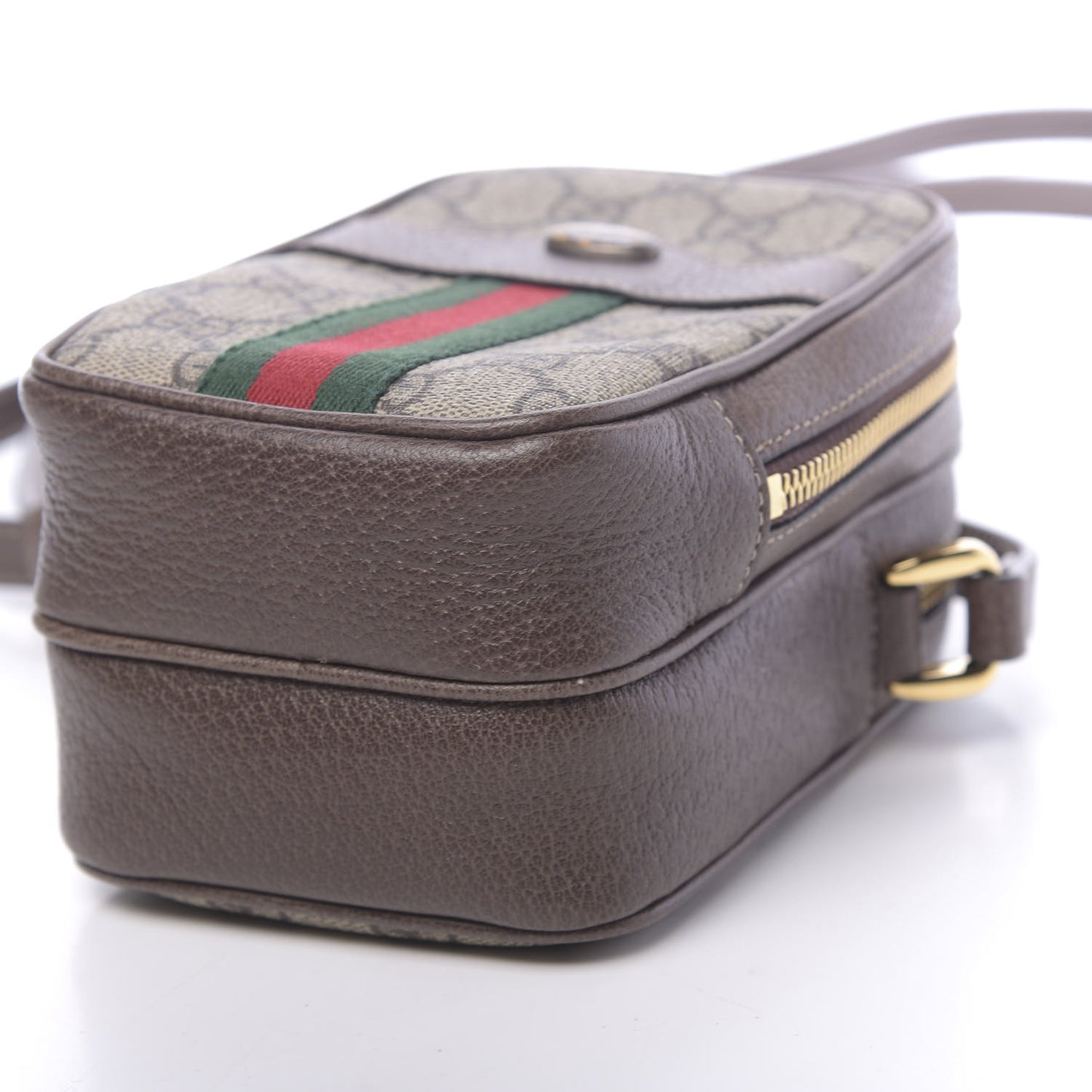 GG Supreme Monogram Web Mini Ophidia Double Zip Crossbody Bag Beige New Acero