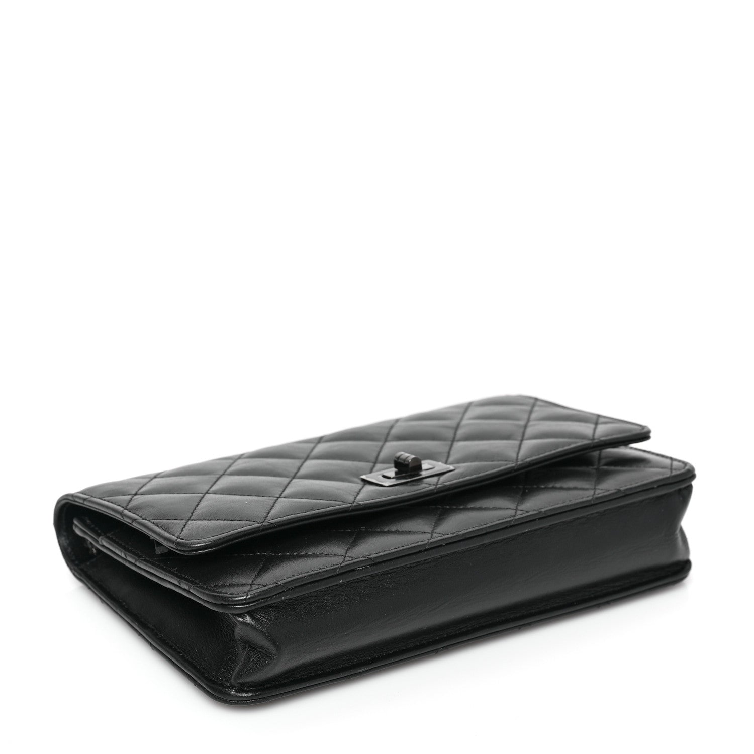 Chanel Aged Calfskin Quilted Reissue Wallet On Chain WOC So Black 3 of 9