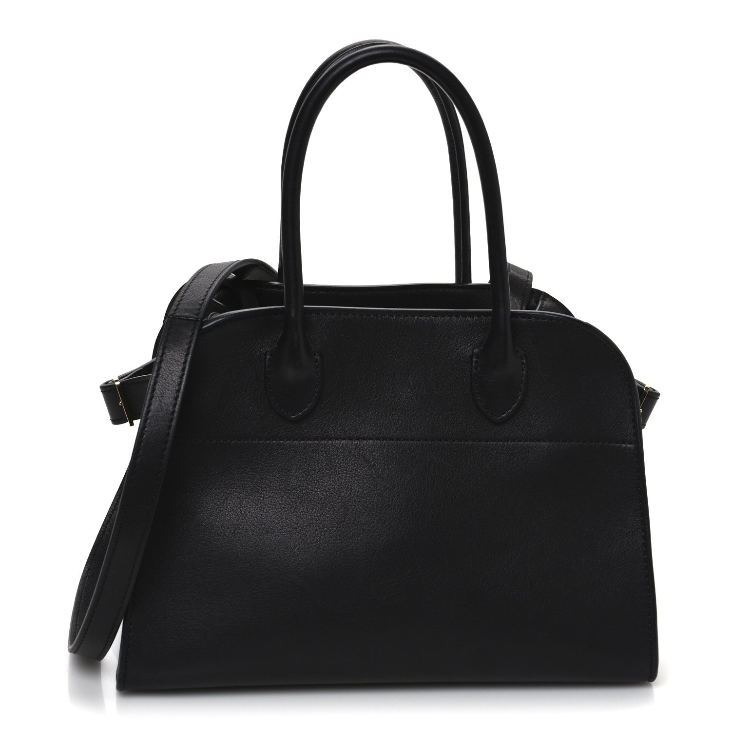 The Row Polished Saddle Calfskin Soft Margaux 10 Bag Black 1 of 13