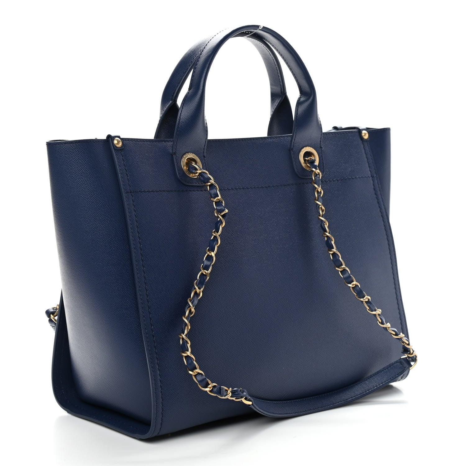 Chanel Caviar Small Studded Deauville Tote Navy 3 of 9