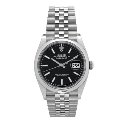 Rolex Stainless Steel 36mm Oyster Perpetual Datejust Watch Bright Black 126200 1 of 4