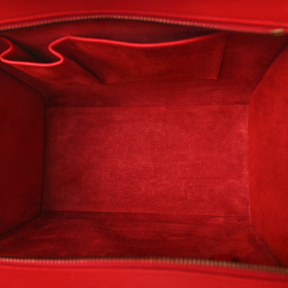 Celine Drummed Calfskin Mini Luggage Coquelicot 5 of 12