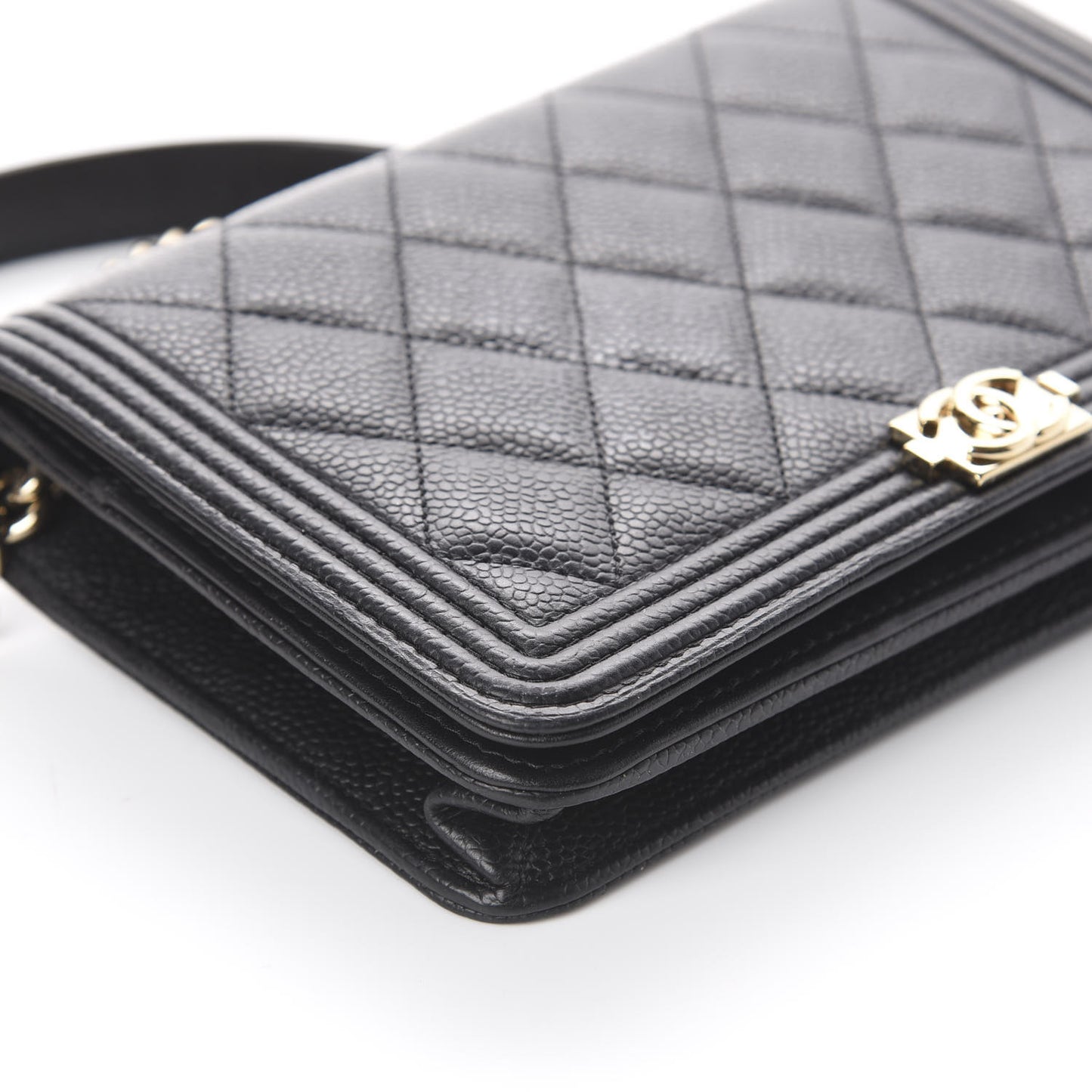 Caviar Quilted Boy Wallet On Chain WOC Black