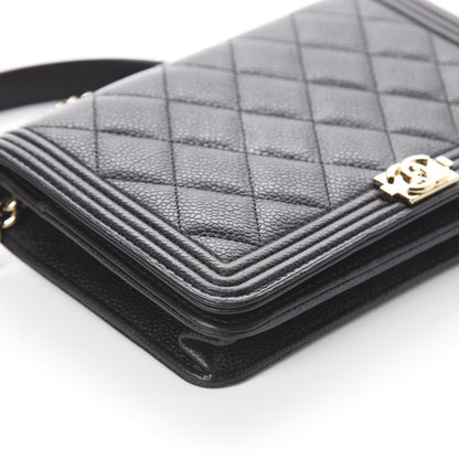 Chanel Caviar Quilted Boy Wallet On Chain WOC Black 5 of 9
