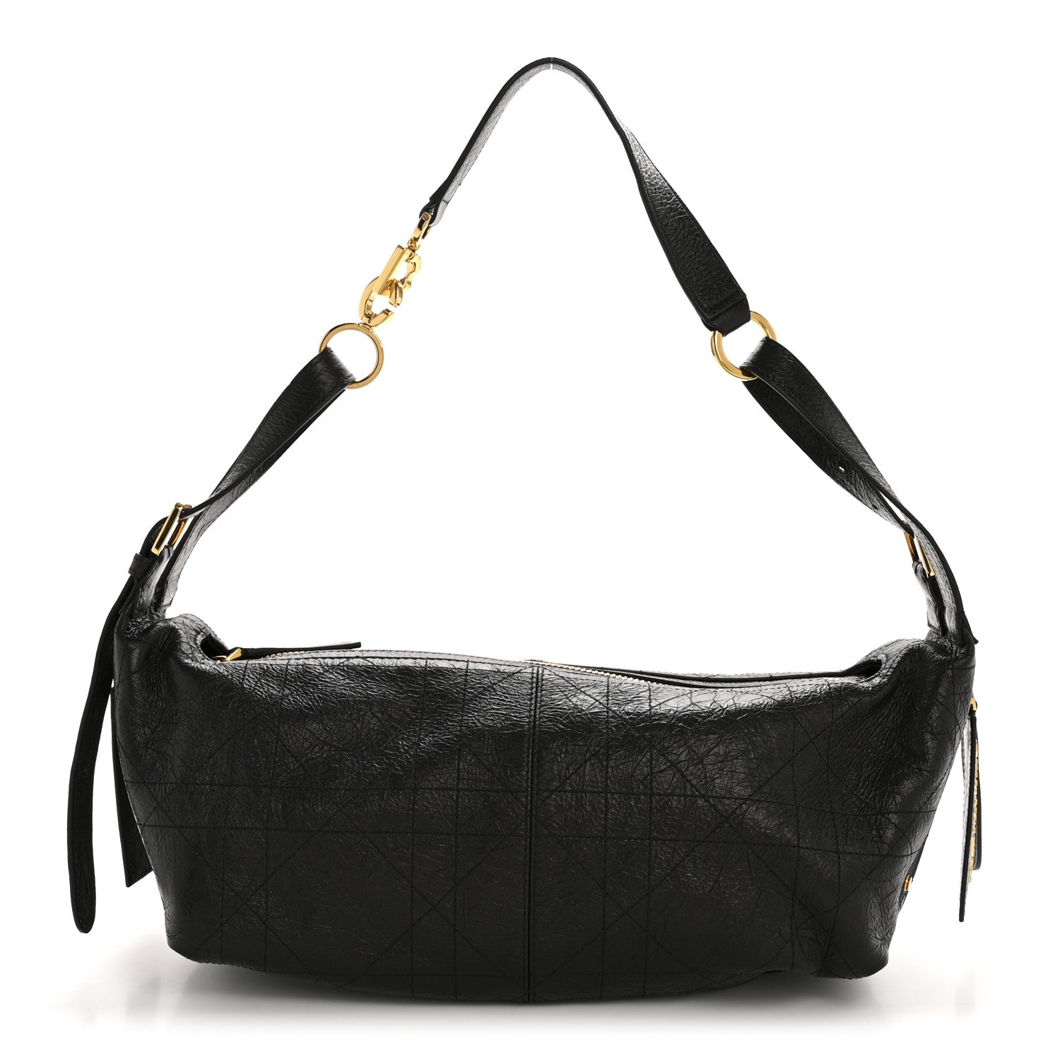 Christian Dior Crinkled Calfskin Macrocannage Medium D-Journey Bag Black 1 of 11