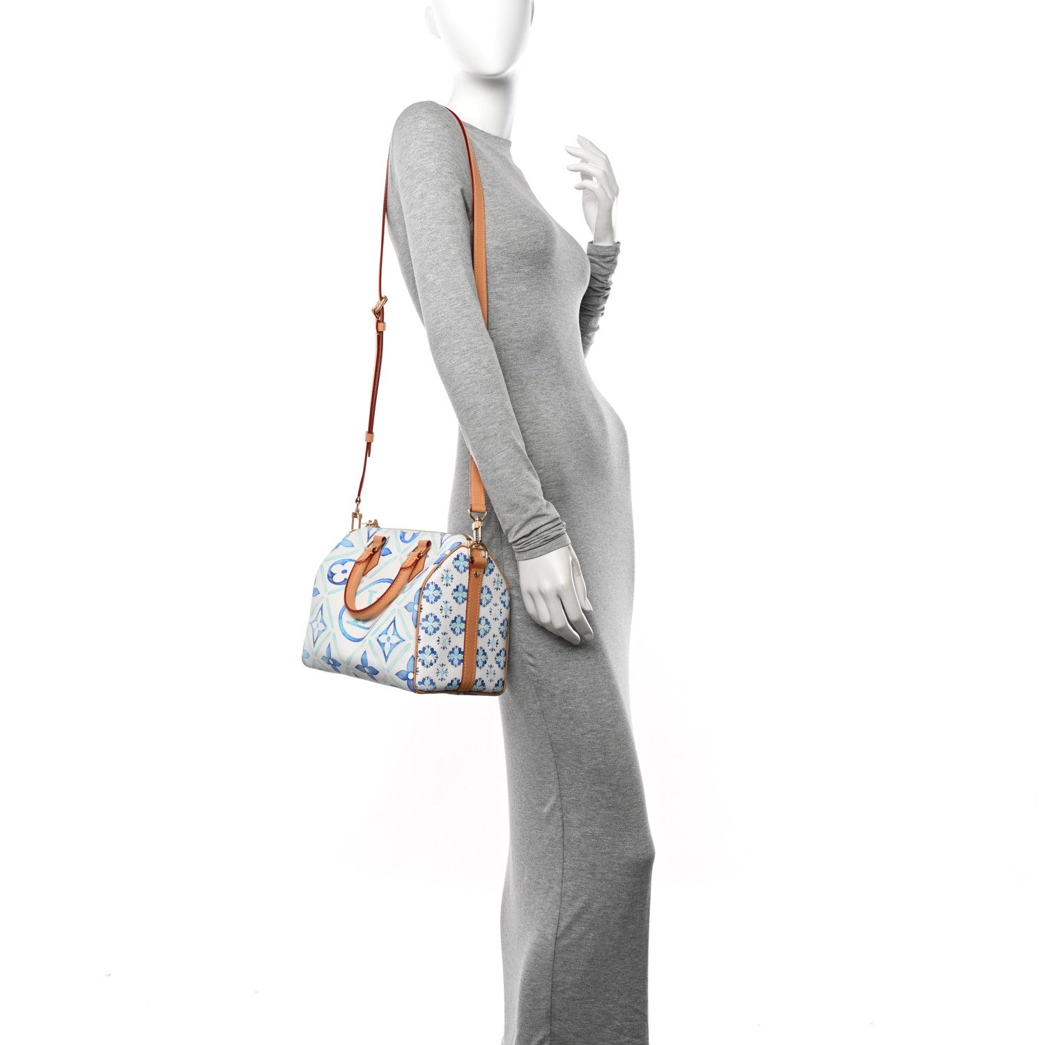 Louis Vuitton Monogram Tiles By The Pool Speedy Bandouliere 25 Lagoon Blue 3 of 9