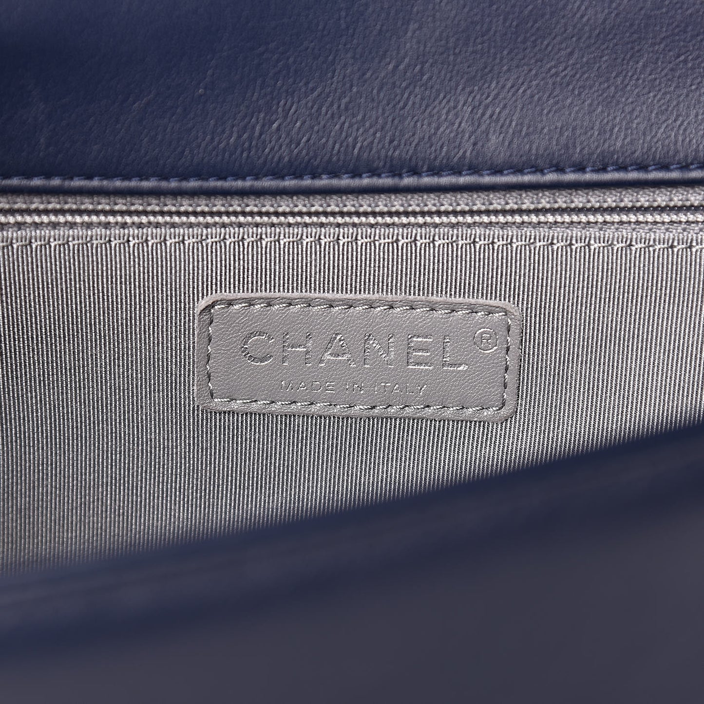 Calfskin Chevron Quilted New Medium Boy Flap Dark Navy Blue