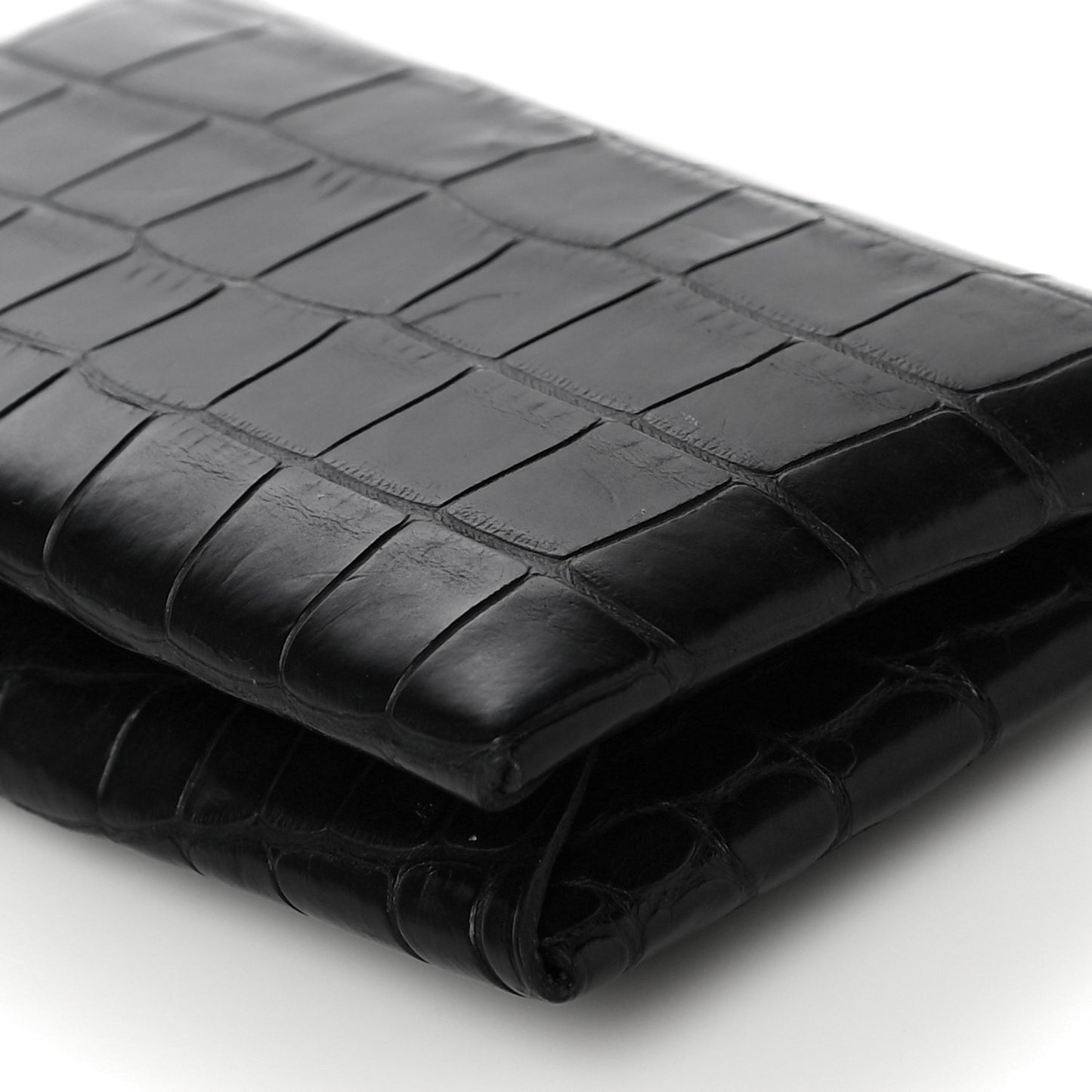 Matte Alligator Calvi Card Case Black