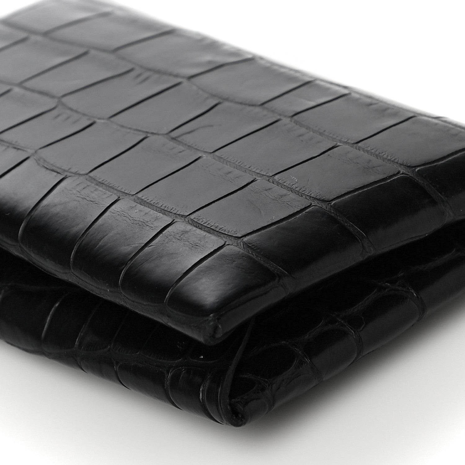 Hermes Matte Alligator Calvi Card Case Black 9 of 14