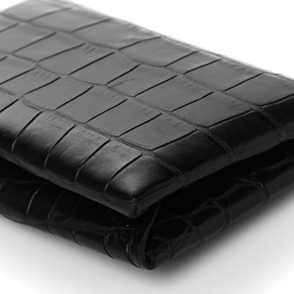 Hermes Matte Alligator Calvi Card Case Black 9 of 14