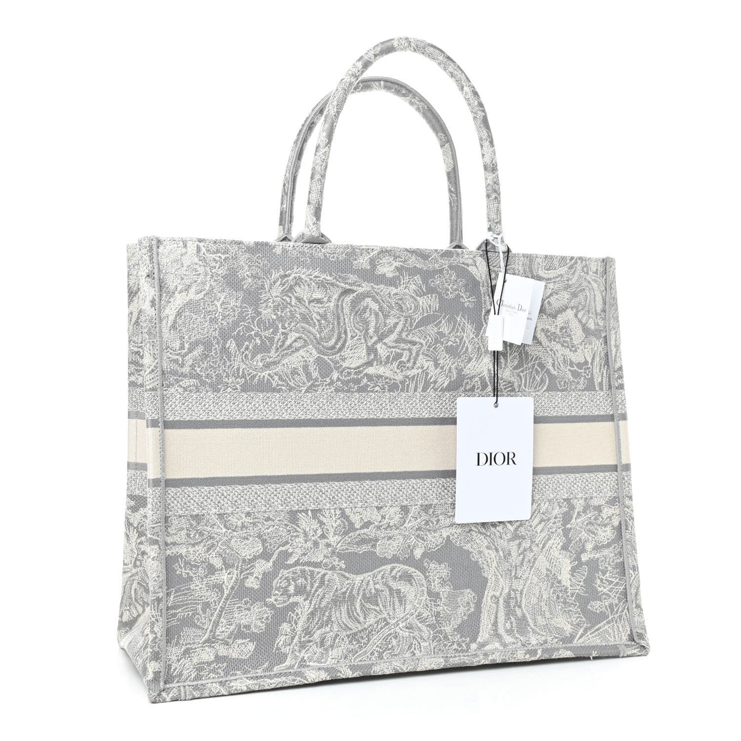 Christian Dior Canvas Embroidered Large Dioriviera Toile De Jouy Book Tote Gray 3 of 9