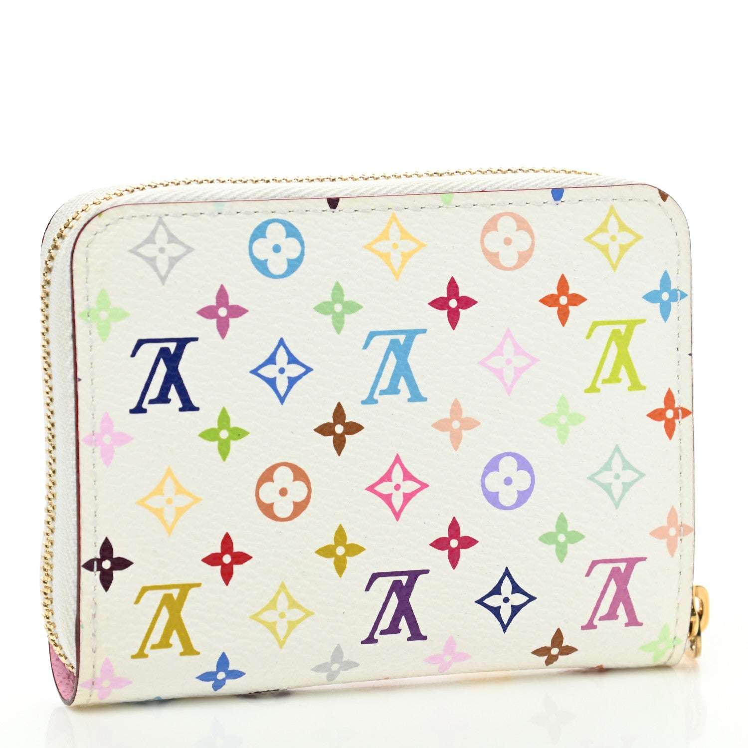 Louis Vuitton Monogram Multicolor Zippy Coin Purse Wallet White Litchi 3 of 6