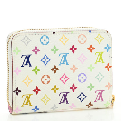 Louis Vuitton Monogram Multicolor Zippy Coin Purse Wallet White Litchi 3 of 6
