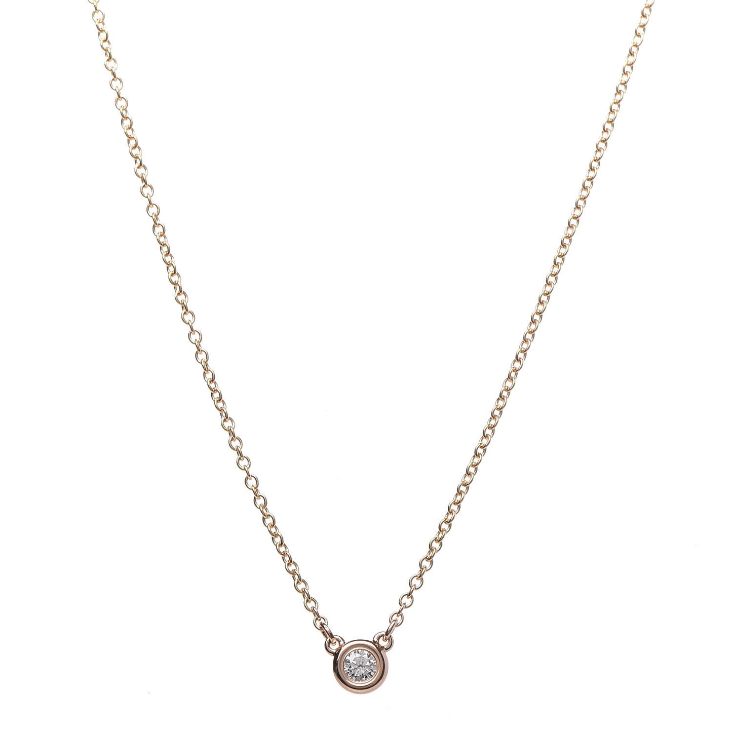 18K Rose Gold Diamond .07ct Elsa Peretti Diamonds by the Yard Pendant Necklace