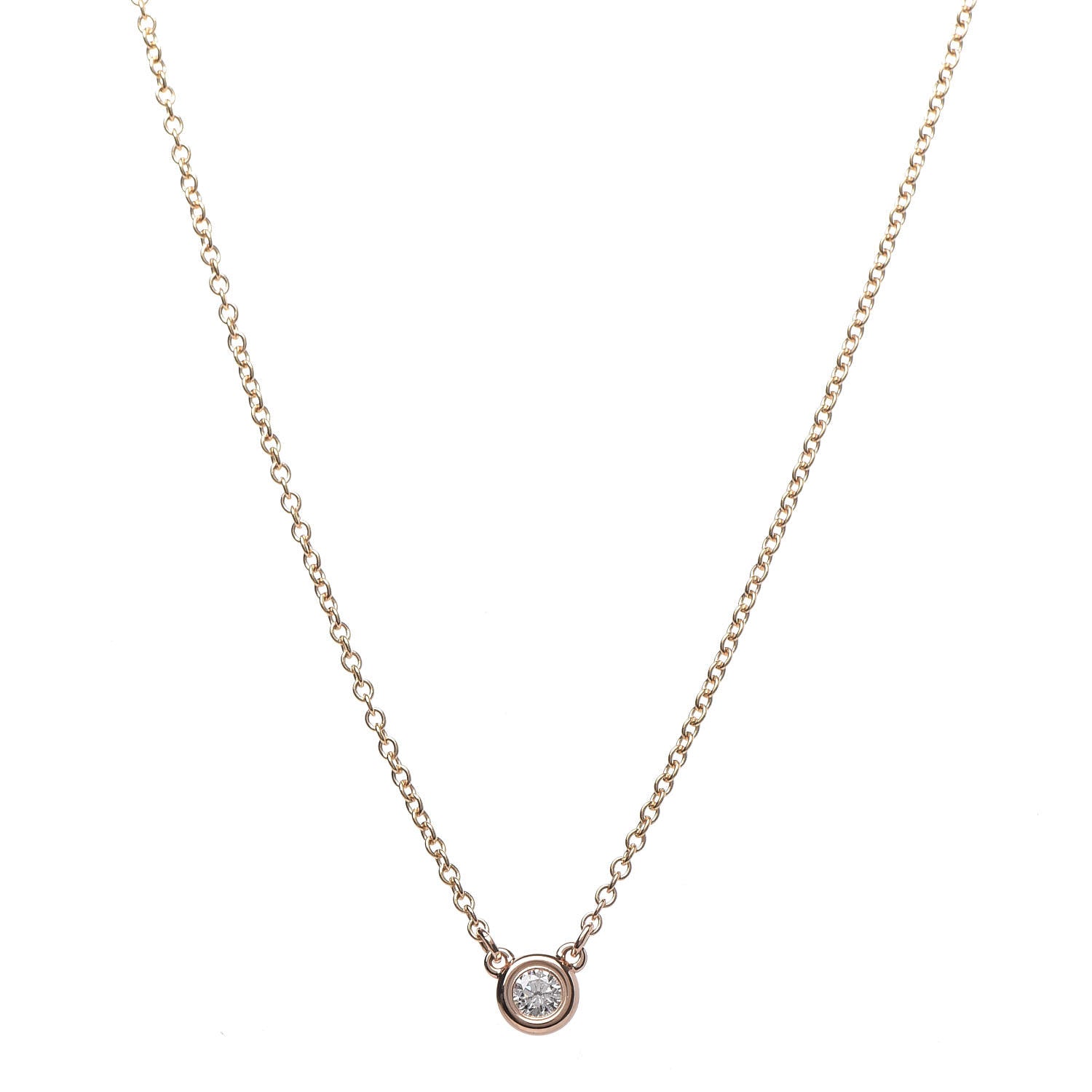 Tiffany 18K Rose Gold Diamond .07ct Elsa Peretti Diamonds by the Yard Pendant Necklace 1 of 8