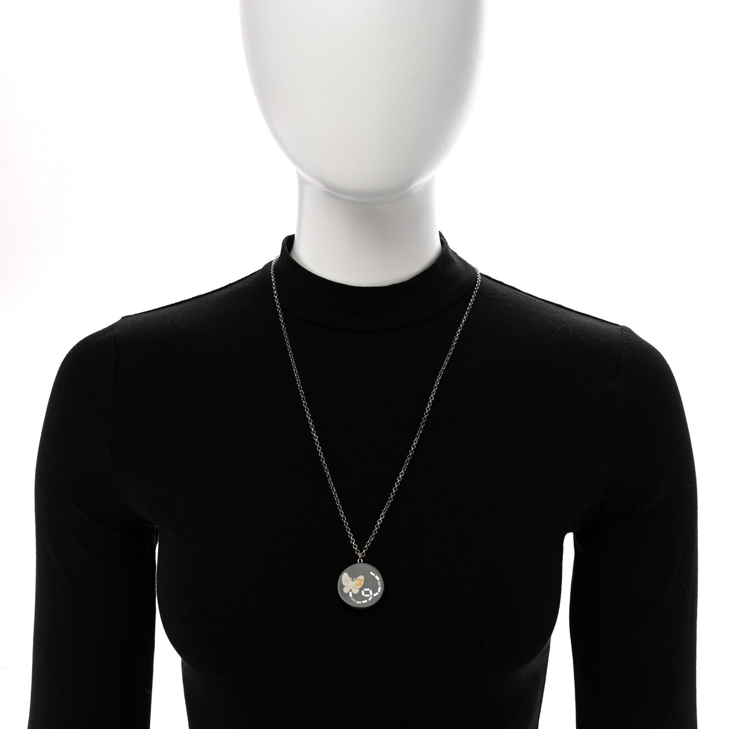 Resin Crystal Butterfly CC Pendant Necklace Gold Black