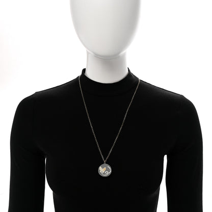 Chanel Resin Crystal Butterfly CC Pendant Necklace Gold Black 2 of 6
