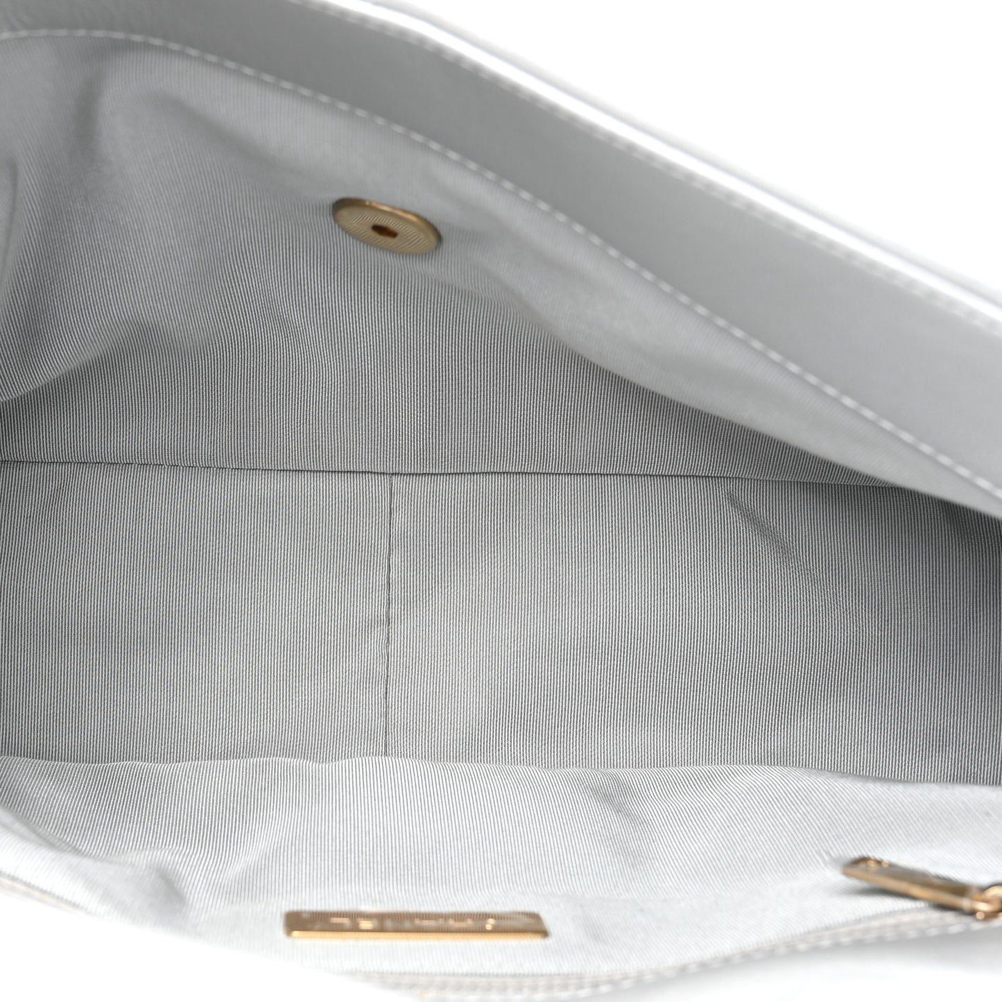 Metallic Goatskin Quilted Large Chanel 19 Flap Silver