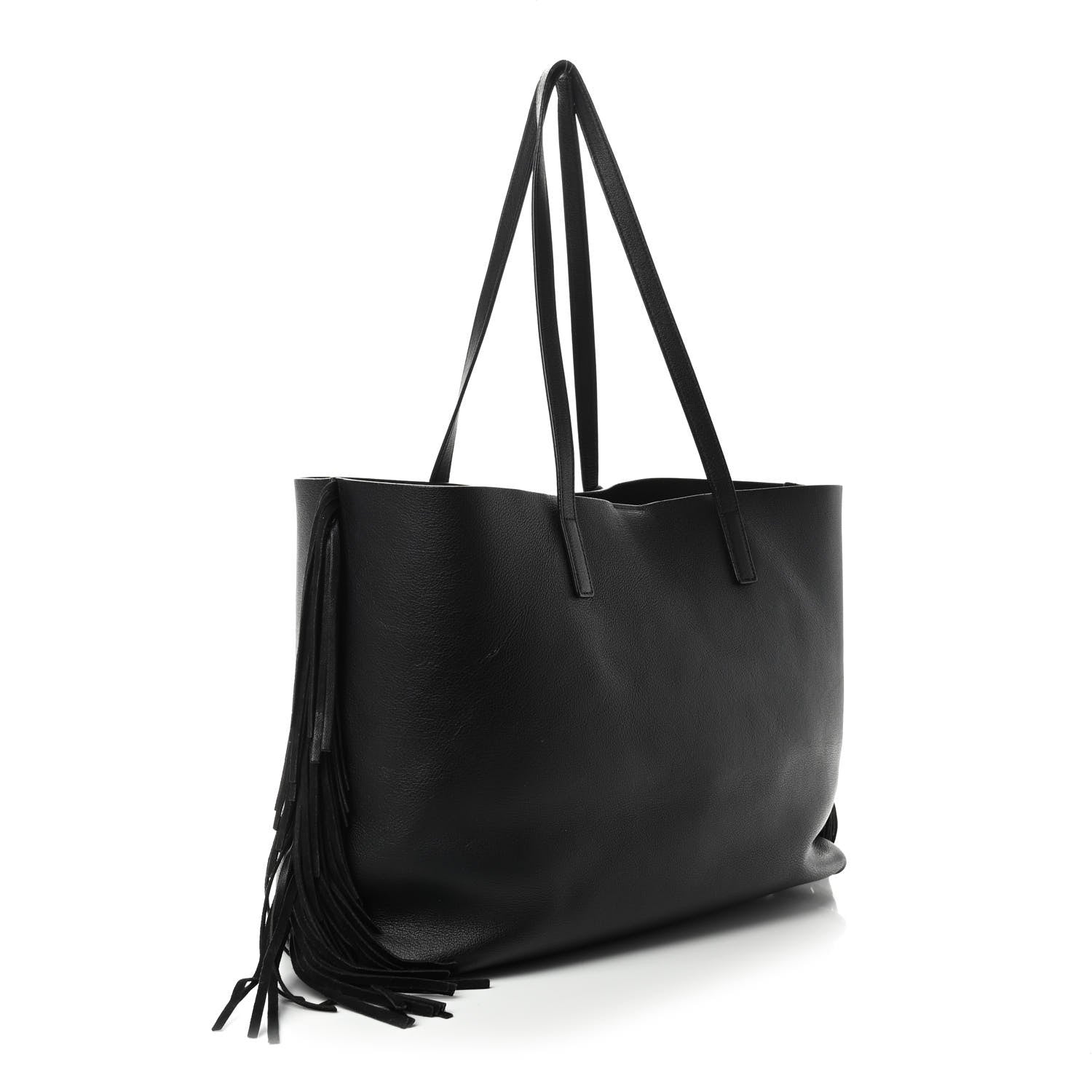 Saint Laurent Calfskin Large Fringe Shopping Tote Black 4 of 13