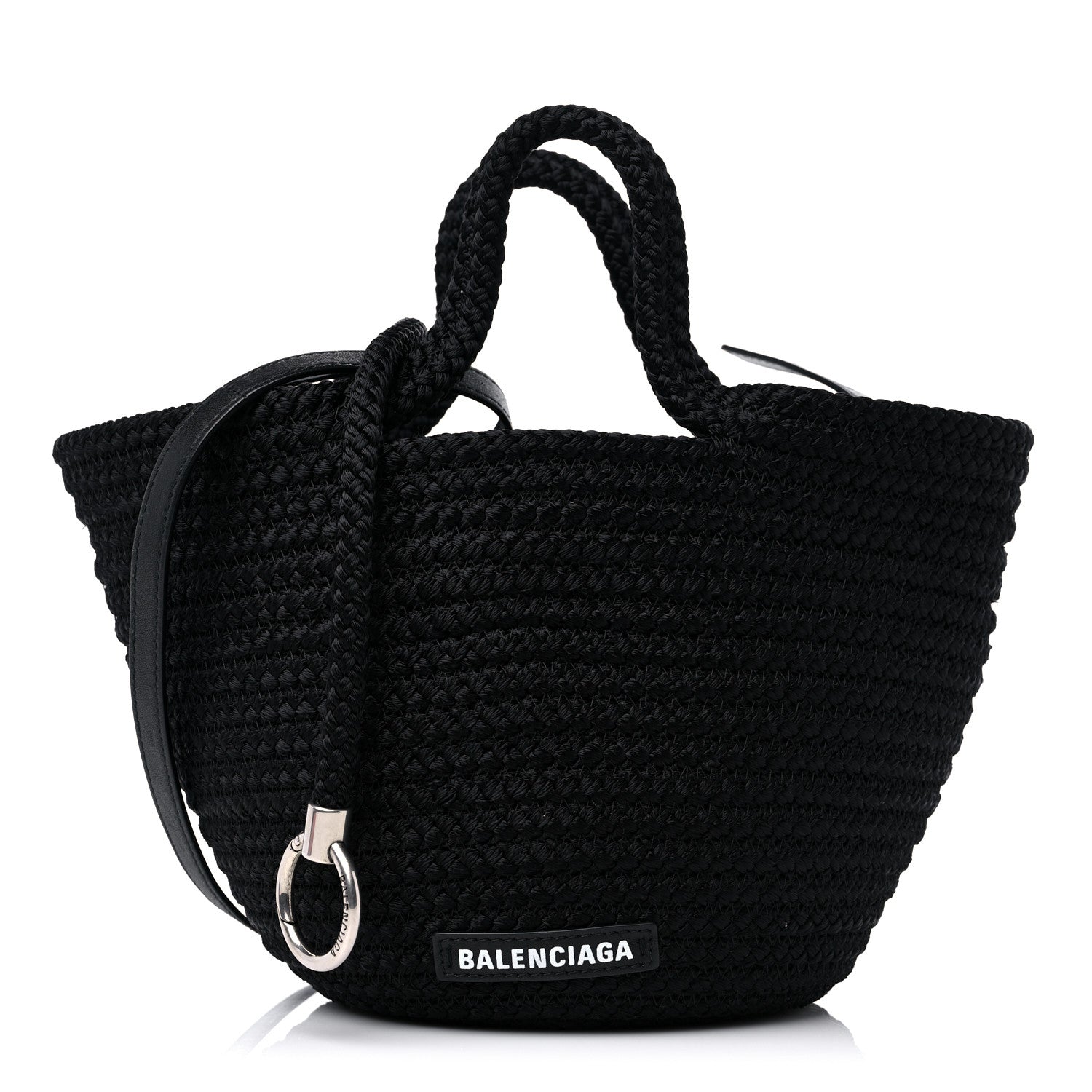 Balenciaga Nylon Lambskin Woven Small Ibiza Basket With Strap Black 1 of 9