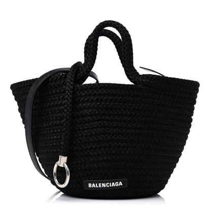 Balenciaga Nylon Lambskin Woven Small Ibiza Basket With Strap Black 1 of 9