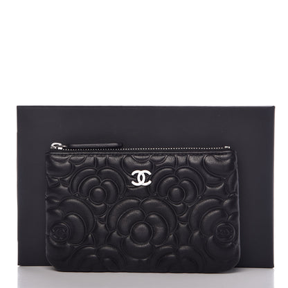 Chanel Goatskin Camellia Embossed Cosmetic Pouch Black 10 of 10