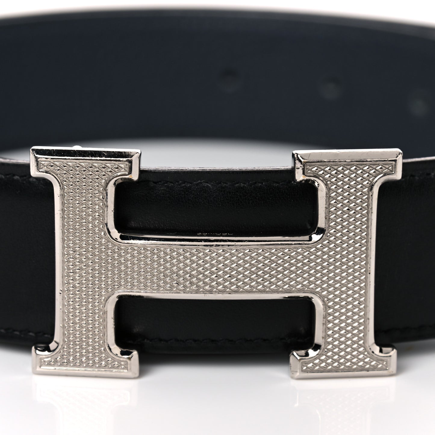 Togo Box 32mm Guilloche H Belt 80 Black Bleu De Prusse