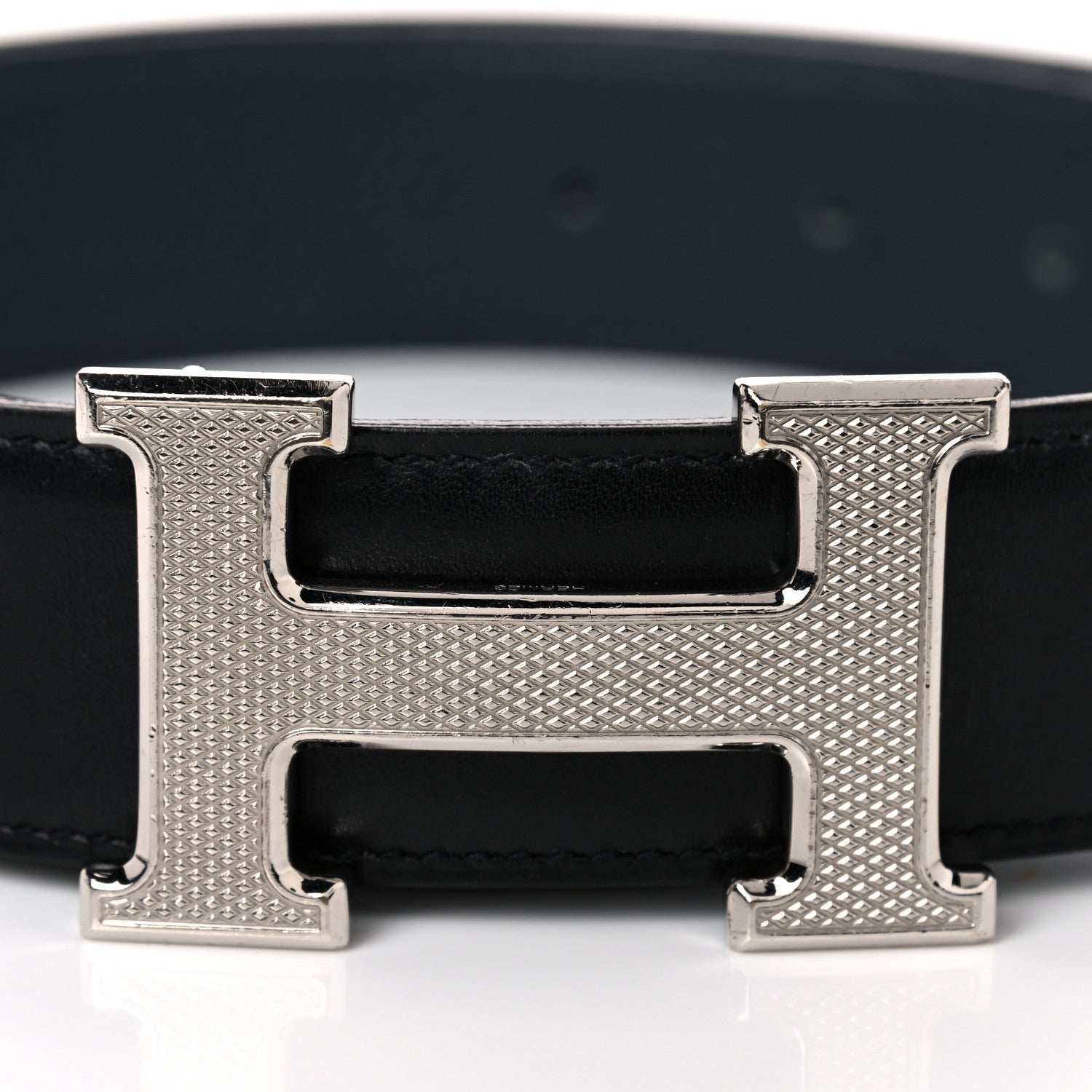 Hermes Togo Box 32mm Guilloche H Belt 80 Black Bleu De Prusse 8 of 8