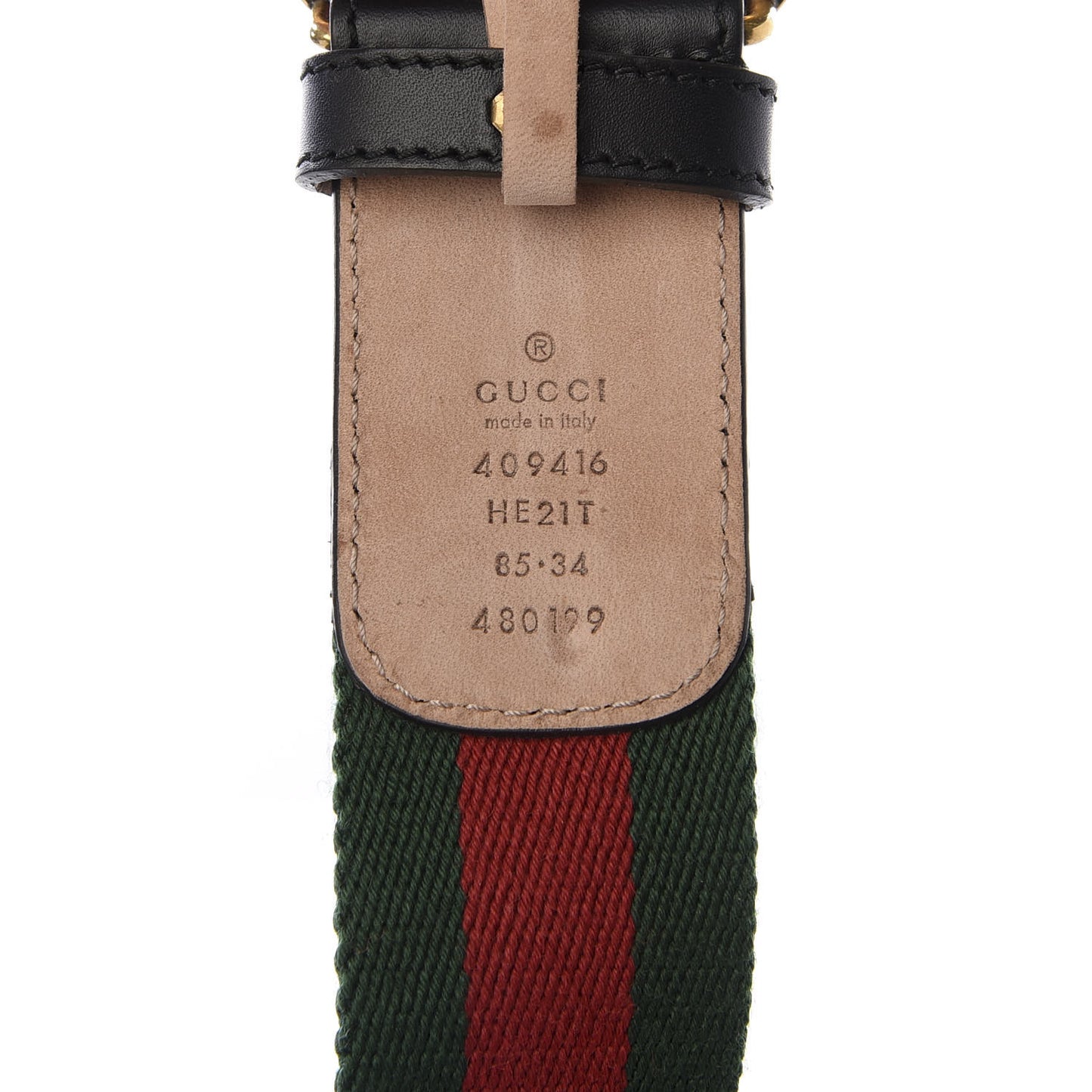 Nylon Calfskin Double G Web 40mm Belt 85 34 Green Red Black