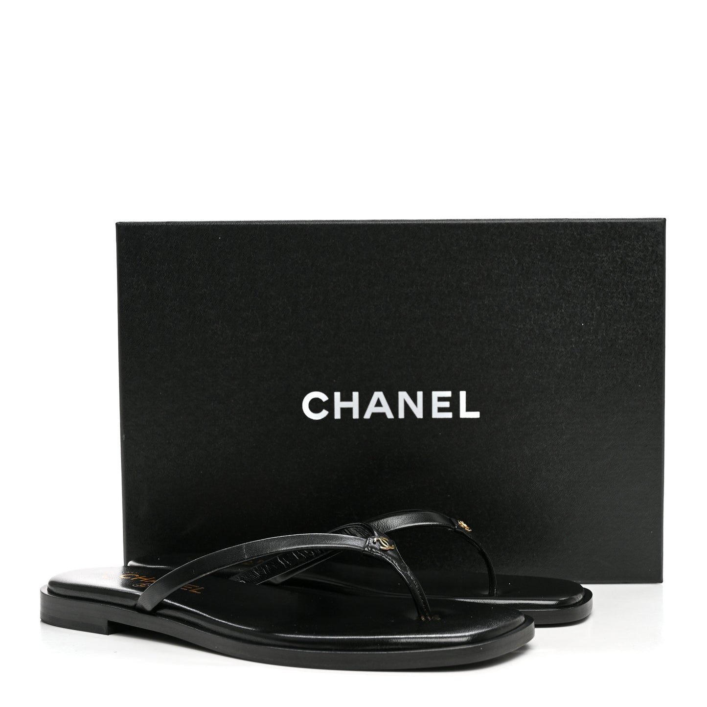 Goatskin CC Times Square Thong Sandals 37.5 Black