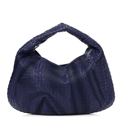 Bottega Veneta Embroidered Nappa Intrecciato Large Veneta Hobo Atlantic 1 of 13